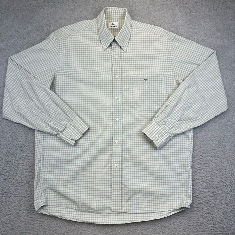 Lacoste Men's Green Checkered Casual Button Down Shirt